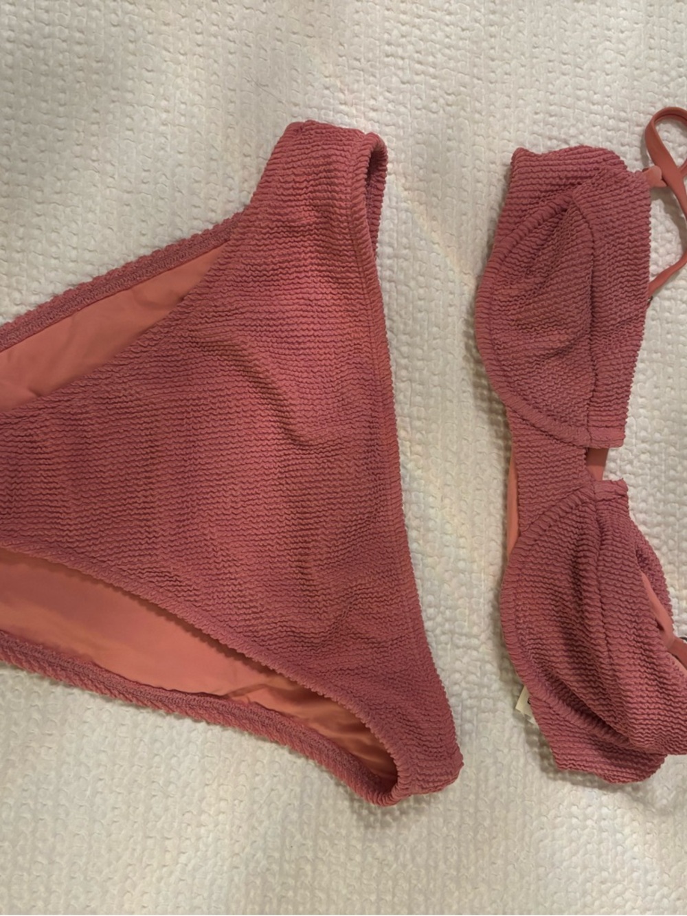 Dippin Daisy’s Textured Two-Piece Bikini Set in Dusty Rose